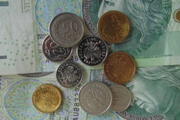 Banknoty i monety w polskiej walucie.